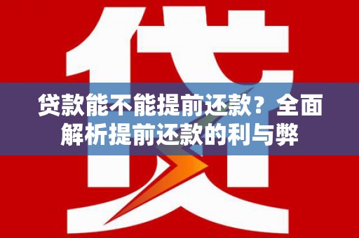 湖内贷款能不能提前还款？全面解析提前还款的利与弊