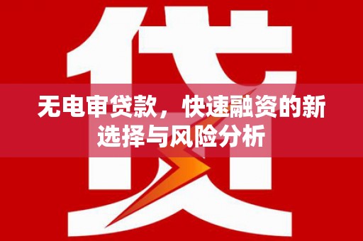 礼县无电审贷款，快速融资的新选择与风险分析