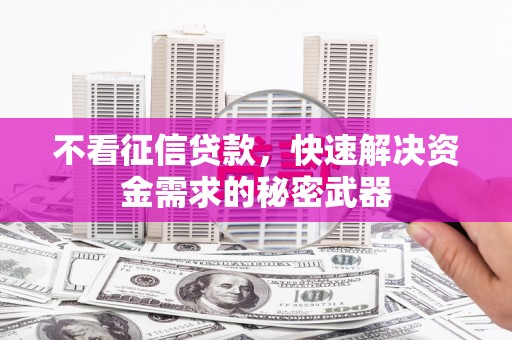 秦州不看征信贷款，快速解决资金需求的秘密武器