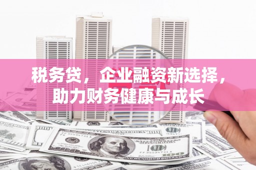 九龙城税务贷，企业融资新选择，助力财务健康与成长